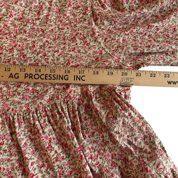 American Eagle Floral Peplum Blouse L Boho Cottagecore Open Back Top G8 - Picture 5 of 10